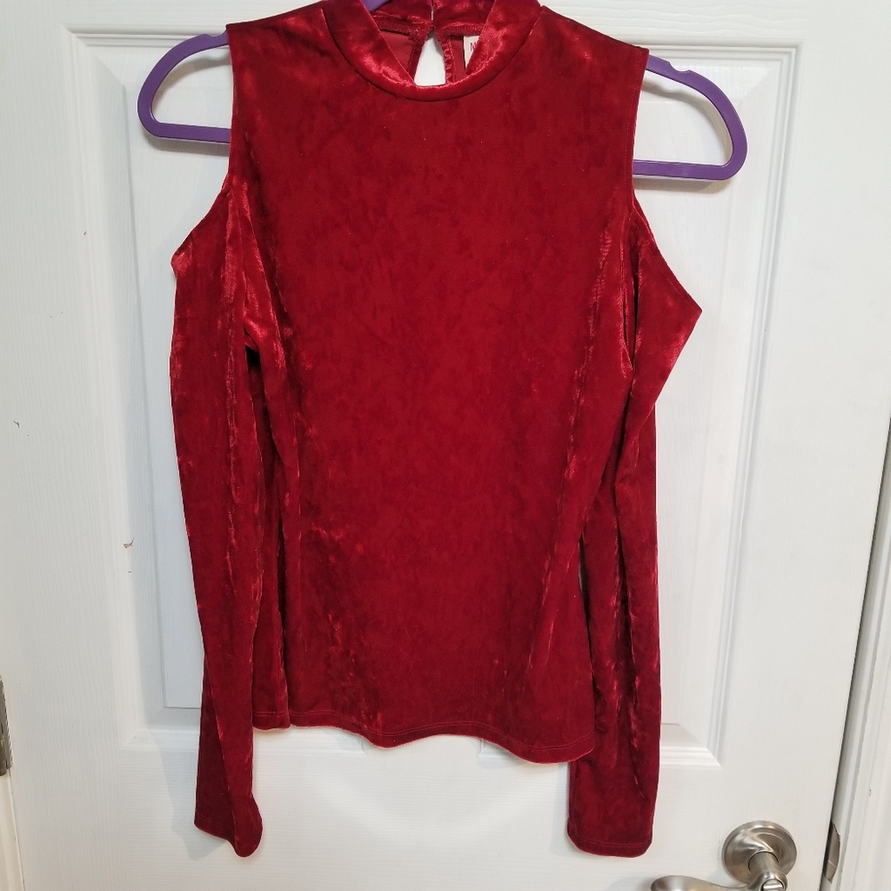 Mossimo Red Velvet Cutout Top (S)